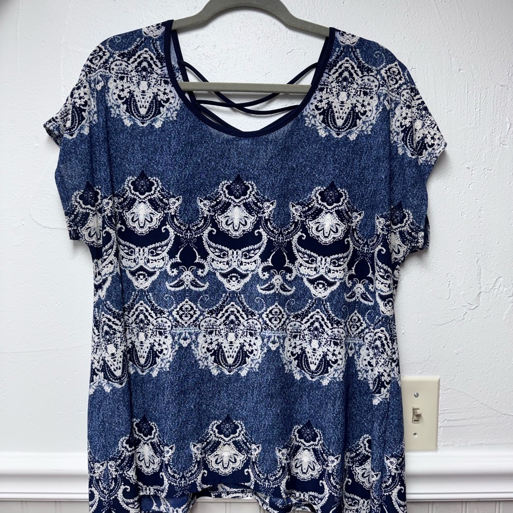 Women's Westport Blue Patterned Top